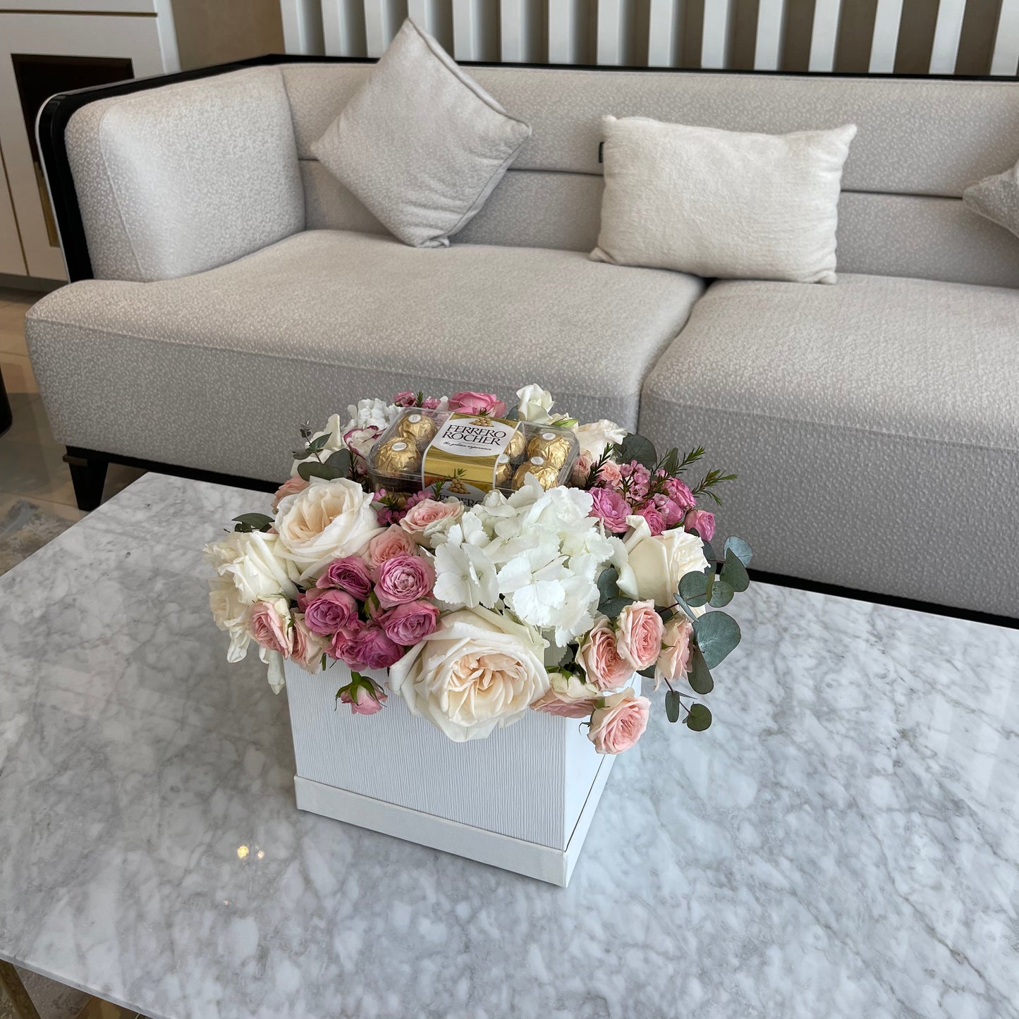 Floral Hat Box with Ferrero Rocher