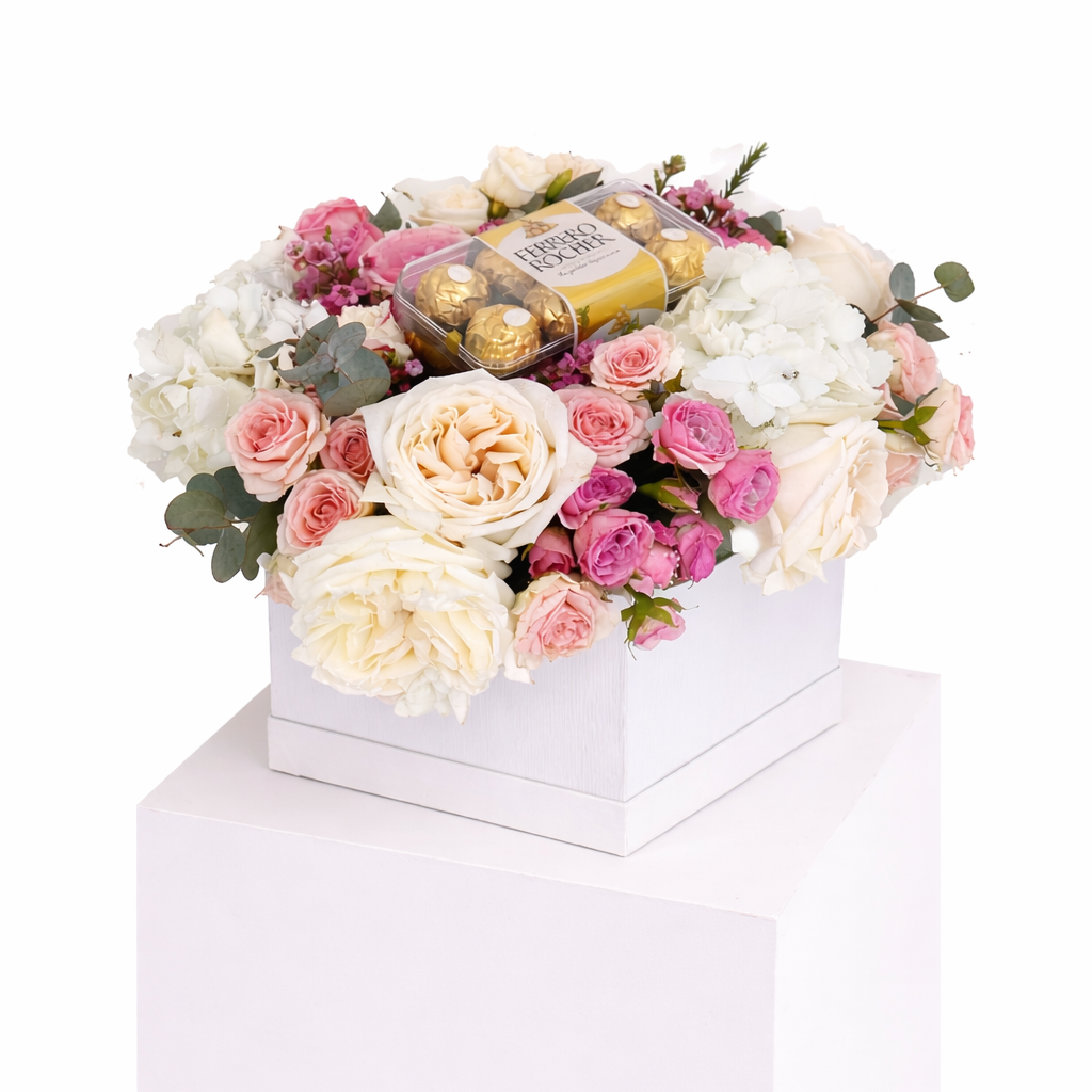 Floral Hat Box with Ferrero Rocher