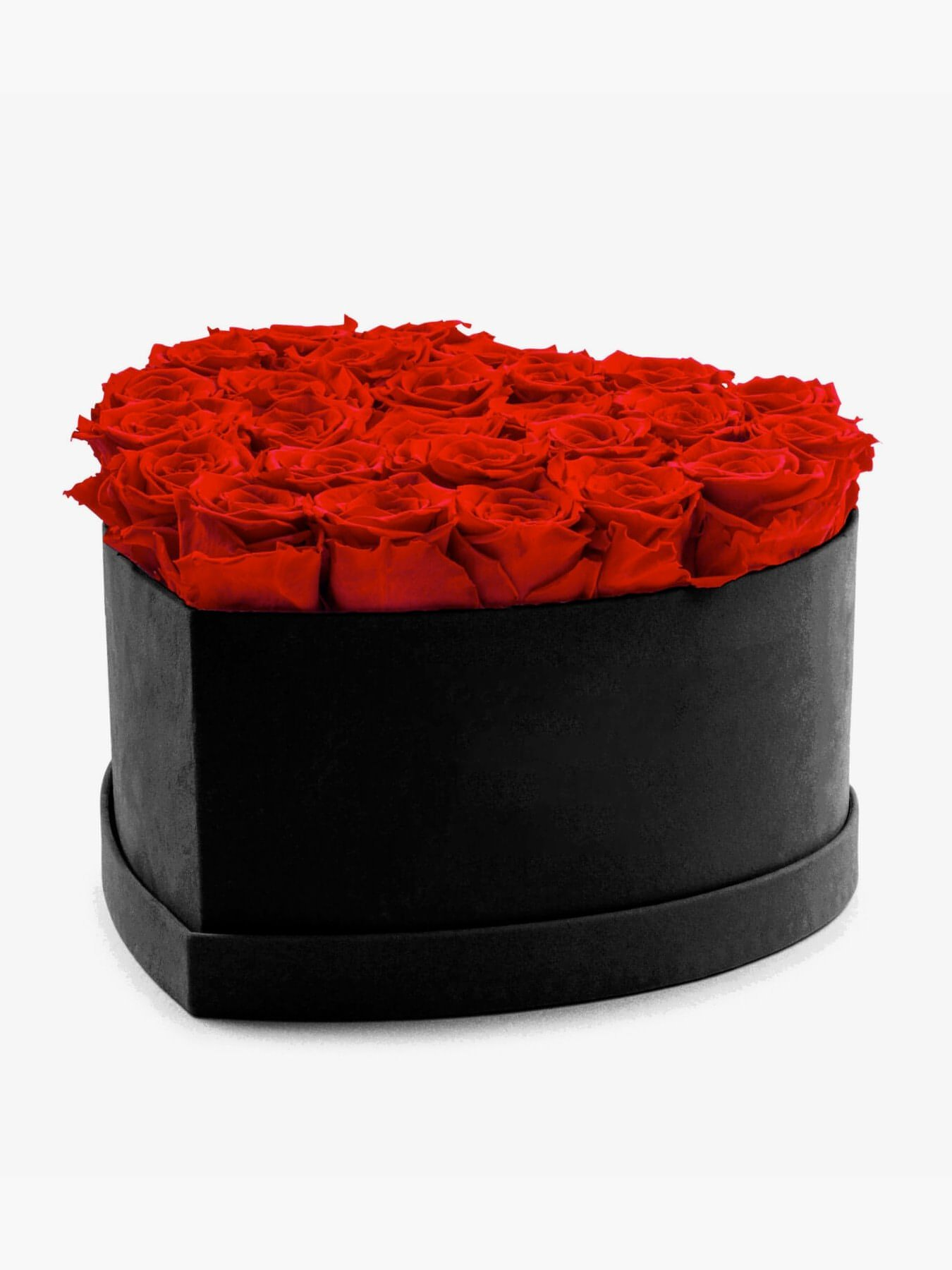 Red Roses in Black Heart Box - CherryBlossomDubai.ae