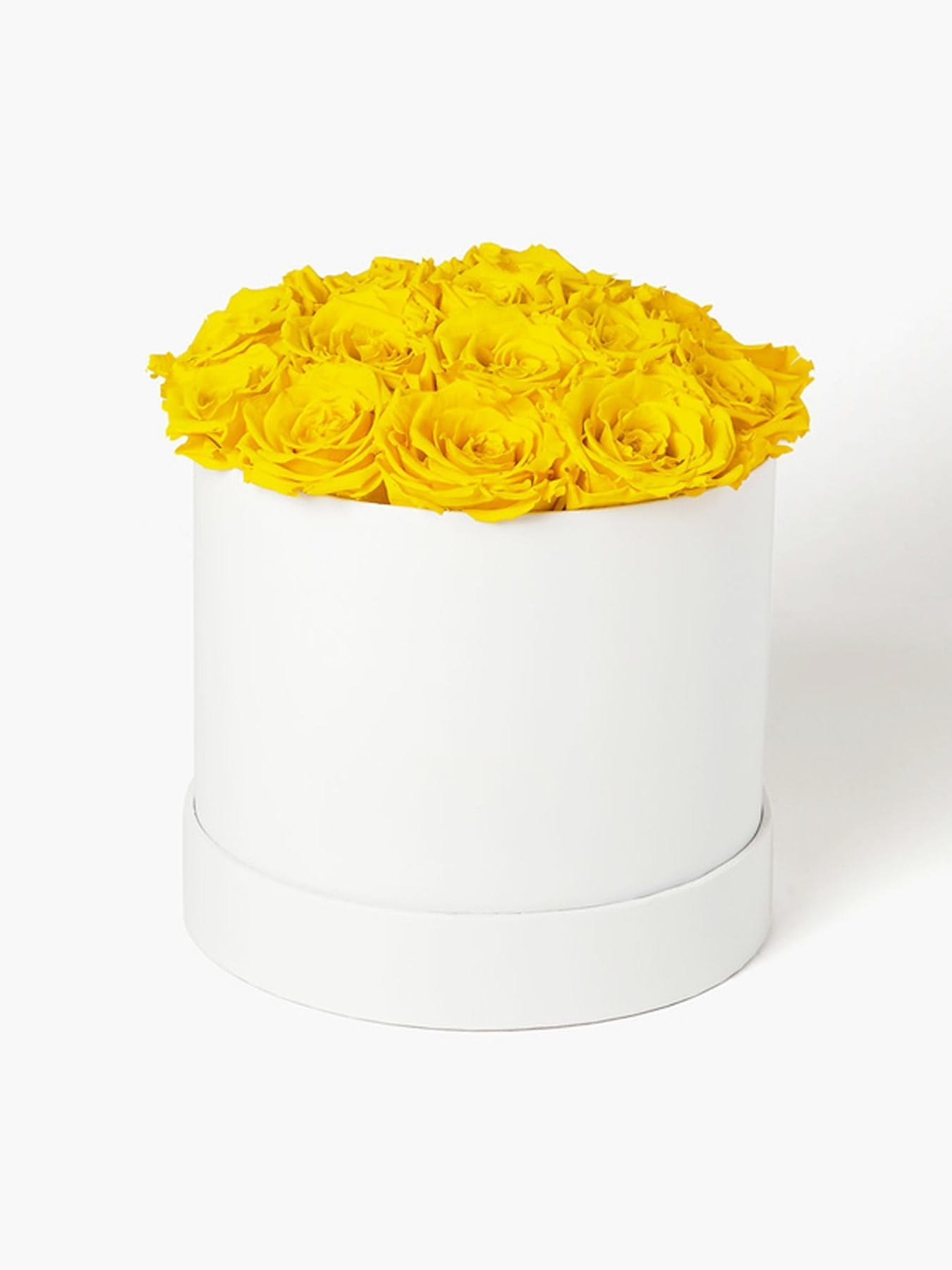 15 Yellow Roses in White Hat Box - CherryBlossomDubai.ae